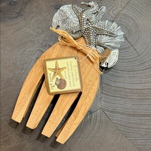 Mud Pie Wooden Salad Server Set with Sea Accents